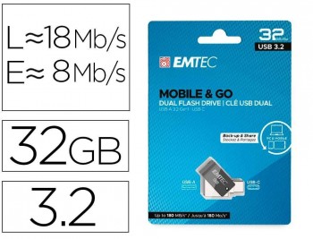 MEMORIA EMTEC USB 3.2 DUAL MOBILE & GO TYPE-C /USB