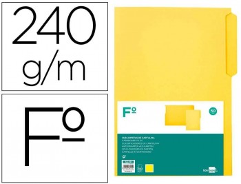 SUBCARPETA CARTULINA LIDERPAPEL FOLIO 240G/M2 COLOR AMARILLO