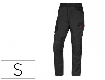 PANTALON DE TRABAJO DELTAPLUS CON CINTURA ELASTICA 7 BOLSILLOS COLOR GRIS-ROJO