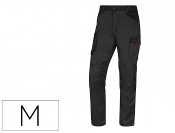 PANTALON DE TRABAJO DELTAPLUS CON CINTURA ELASTICA 7 BOLSILLOS COLOR GRIS-ROJO