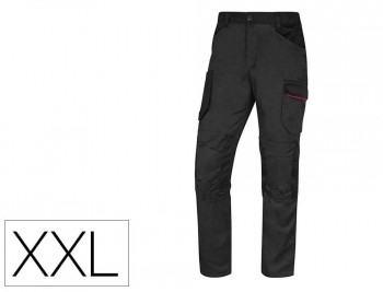 PANTALON DE TRABAJO DELTAPLUS CON CINTURA ELASTICA 7 BOLSILLOS COLOR GRIS-ROJO