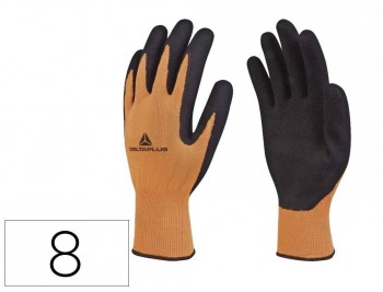 GUANTES DELTAPLUS POLIESTER IMPREGANDO LATEX PALMA Y DEDOS NARANJA FLUOR/NEGRO