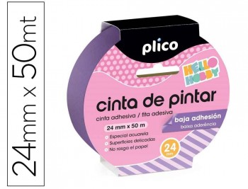 CINTA ADHESIVA PLICO PARA PINTOR BAJA ADHESION 50 MT X 24 MM