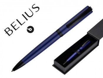 BOLIGRAFO BELIUS TURBO ALUMINIO COLOR AZUL Y NEGRO TINTA AZUL CAJA DE DISEÑO