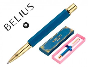 BOLIGRAFO BELIUS MACARON BLISS FORMA HEXAGONAL TINTA AZUL CAJA DE DISEÑO