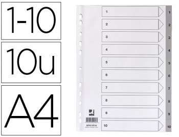 SEPARADOR NUMERICO Q-CONNECT PLASTICO JUEGO DE SEPARADORES DIN A4 MULTITALADRO