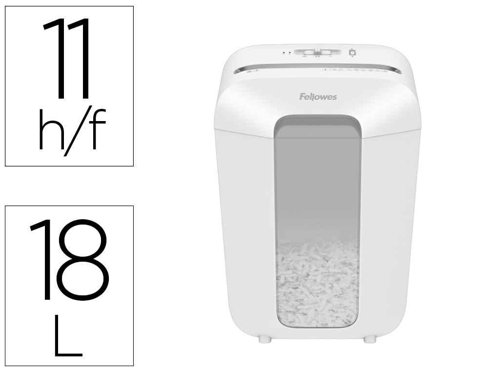 DESTRUCTORA DE DOCUMENTOS FELLOWES LX70 CAPACIDAD 11H SEGURIDAD P4 GRAPAS CLIPS Y TARJETAS PAPELERA 