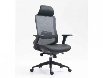 SILLA ROCADA DIRECCION PREMIUM 24 HORAS CON BRAZOS AJUSTABLES RESPALDO DE MALLA Y ASIENTO EN TELA NE