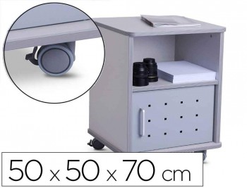 MESA AUXILIAR ROCADA RD-4030 PARA FOTOCOPIADORAS/FAX MELAMINA CON RUEDAS Y PUERTA METALICA COLOR GRI