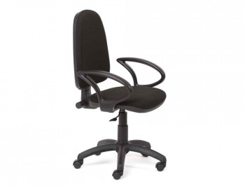 SILLA ROCADA DE OFICINA BRAZOS FIJOS BASE NYLON RESPALDO Y ASIENTO TELA IGNIFUGA