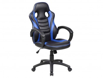 SILLA ROCADA GAMING CON BRAZOS FIJOS BASE NYLON CON RUEDAS BASCULANTE SIMILPIEL NEGRO/AZUL 480X490X1