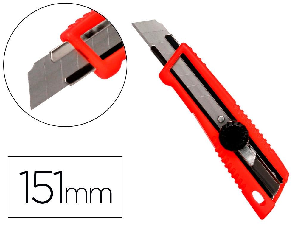 CUTER Q-CONNECT PLASTICO ANCHO BLOQUEO DE LA HOJA POR RUEDA GUIA METALICA PARA LA CUCHILLA 18 MM XD-