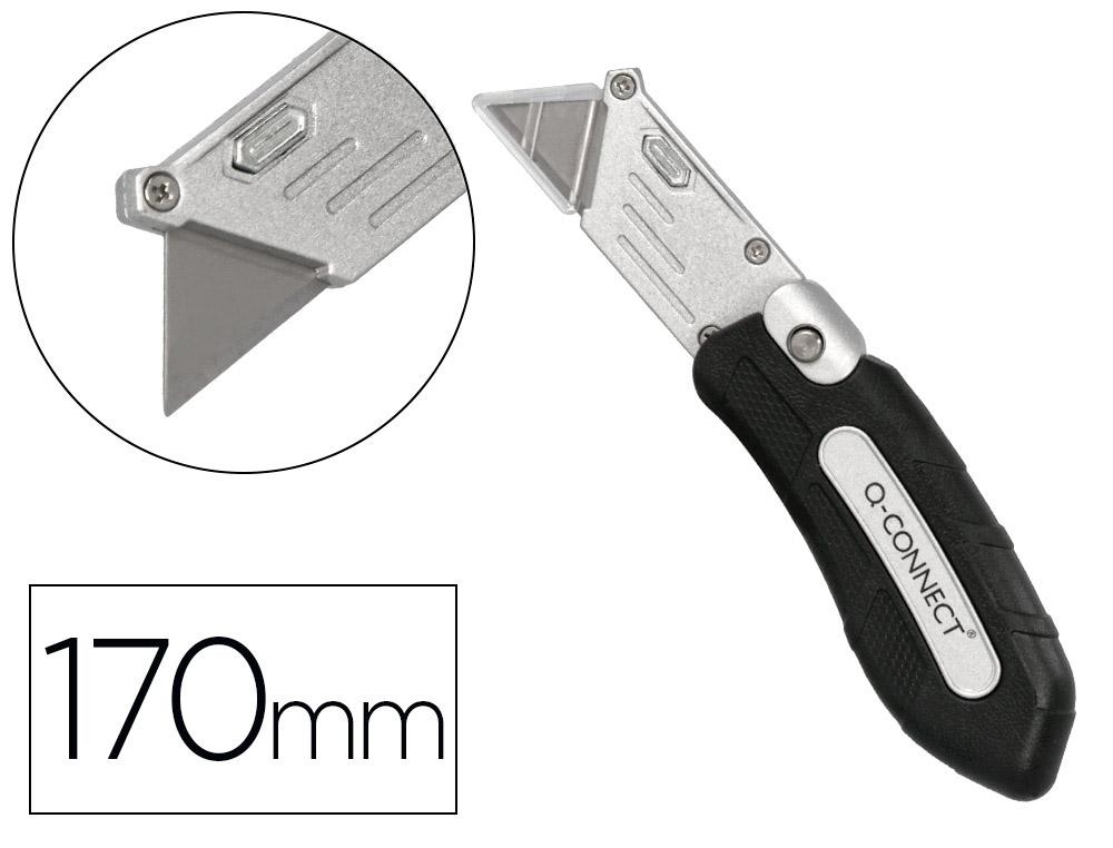 CUTER Q-CONNECT METALICO ANCHO PLEGABLE CON MANGO ANTIDESLIZANTE CUCHILLA 19 MM XD-925 CONCLIP BLIST