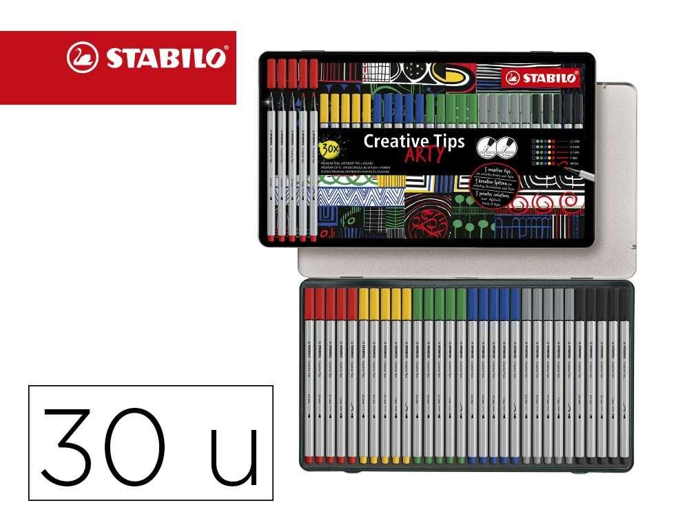 ROTULADOR STABILO CREATIVE PUNTA CALIBRADA TIPS ARTY LINECLASSIC 5 PUNTAS POR COLOR ESTUCHE METALICO