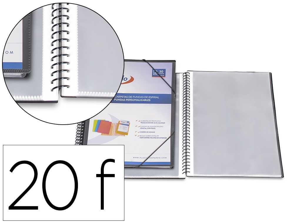 CARPETA PARDO ESCAPARATE CON ESPIRAL FOLIO PERSONALIZABLE COLOR NEGRA