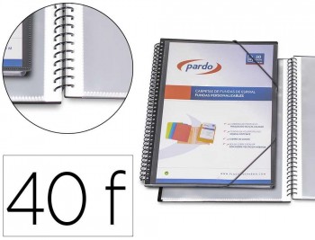 CARPETA PARDO ESCAPARATE CON ESPIRAL FOLIO PERSONALIZABLE COLOR NEGRA