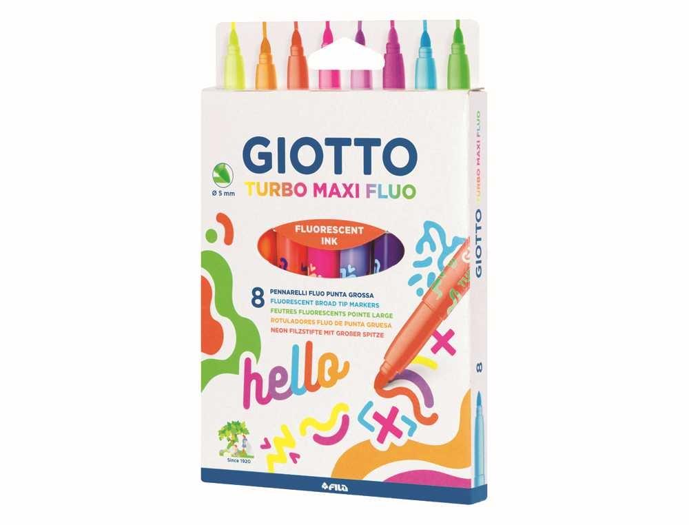 ROTULADOR GIOTTO TURBO MAXI FLUO CAJA DE 8 UNIDADES COLORES SURTIDOS