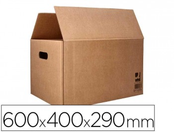 CAJA PARA EMBALAR Q-CONNECT AMERICANA CON ASAS CARTON RECICLADO CANAL SIMPLE 5 MM COLOR KRAFT