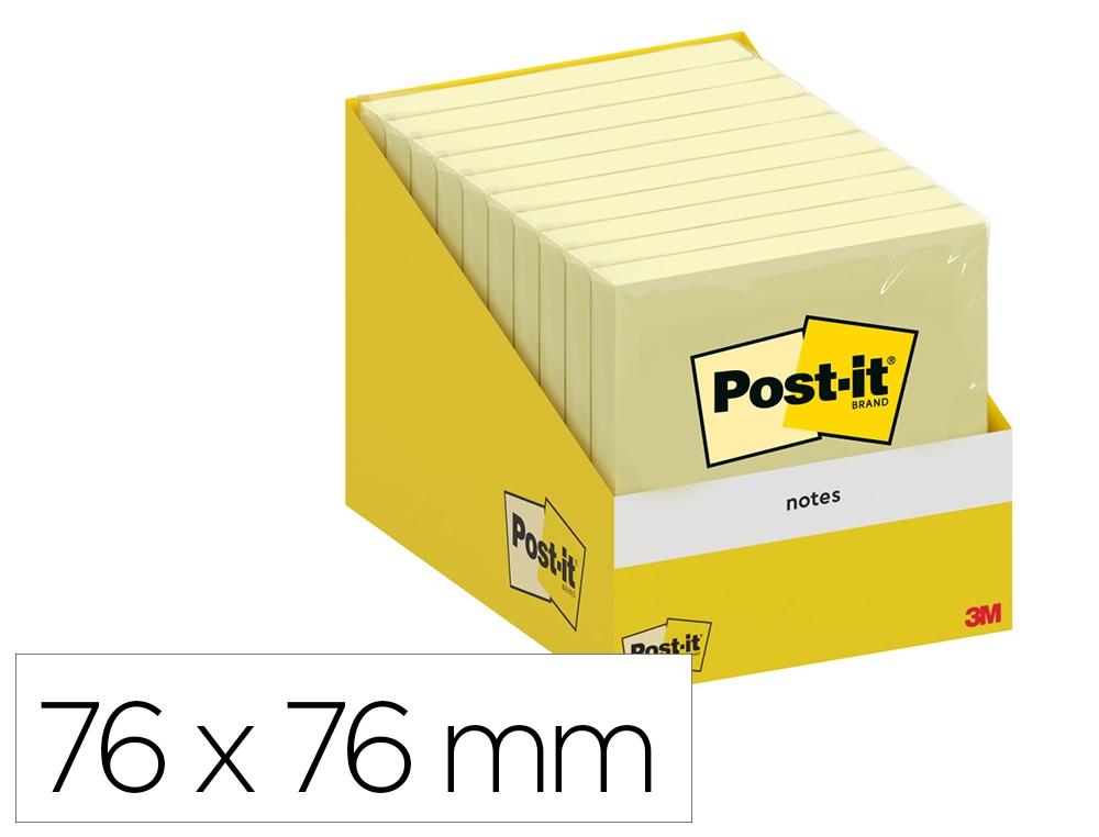BLOC DE NOTAS ADHESIVAS QUITA Y PON POST-IT 100 HOJAS AMARILLO CANARIO RETRACTILADO INDIVIDUALMENTE