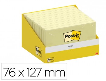 BLOC DE NOTAS ADHESIVAS QUITA Y PON POST-IT 100 HOJAS AMARILLO CANARIO RETRACTILADO INDIVIDUALMENTE