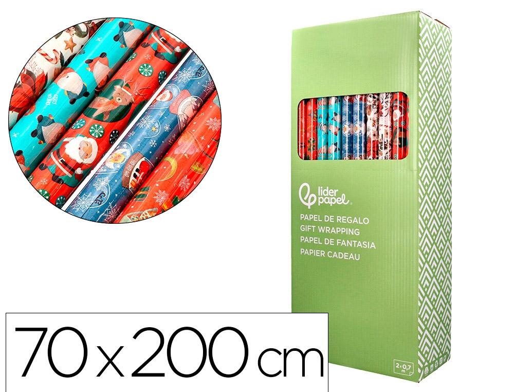 PAPEL DE REGALO LIDERPAPEL NAVIDAD ROLLO ANCHO 70 CM LONGITUD 2 MT GRAMAJE 60 GR DISE OS SURTIDOS C-