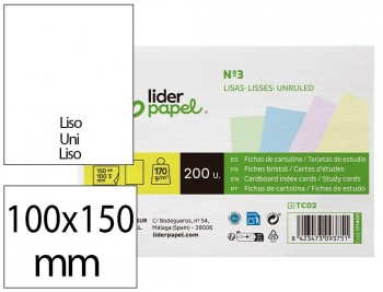 TARJETA LIDERPAPEL PARA ESTUDIAR CARTULINA DE COLORES 170 GR/M2 PAQUETE DE 200 UNIDADES
