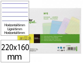 TARJETA LIDERPAPEL PARA ESTUDIAR CARTULINA DE COLORES 170 GR/M2 PAQUETE DE 200 UNIDADES