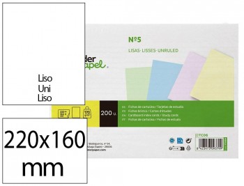 TARJETA LIDERPAPEL PARA ESTUDIAR CARTULINA DE COLORES 170 GR/M2 PAQUETE DE 200 UNIDADES