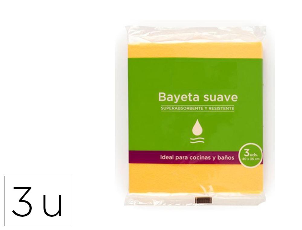 BAYETA MICROFIBRA SUAVE AMARILLA PARA COCINAS Y BA OS 40X36 CM PACK DE 3 UNIDADES