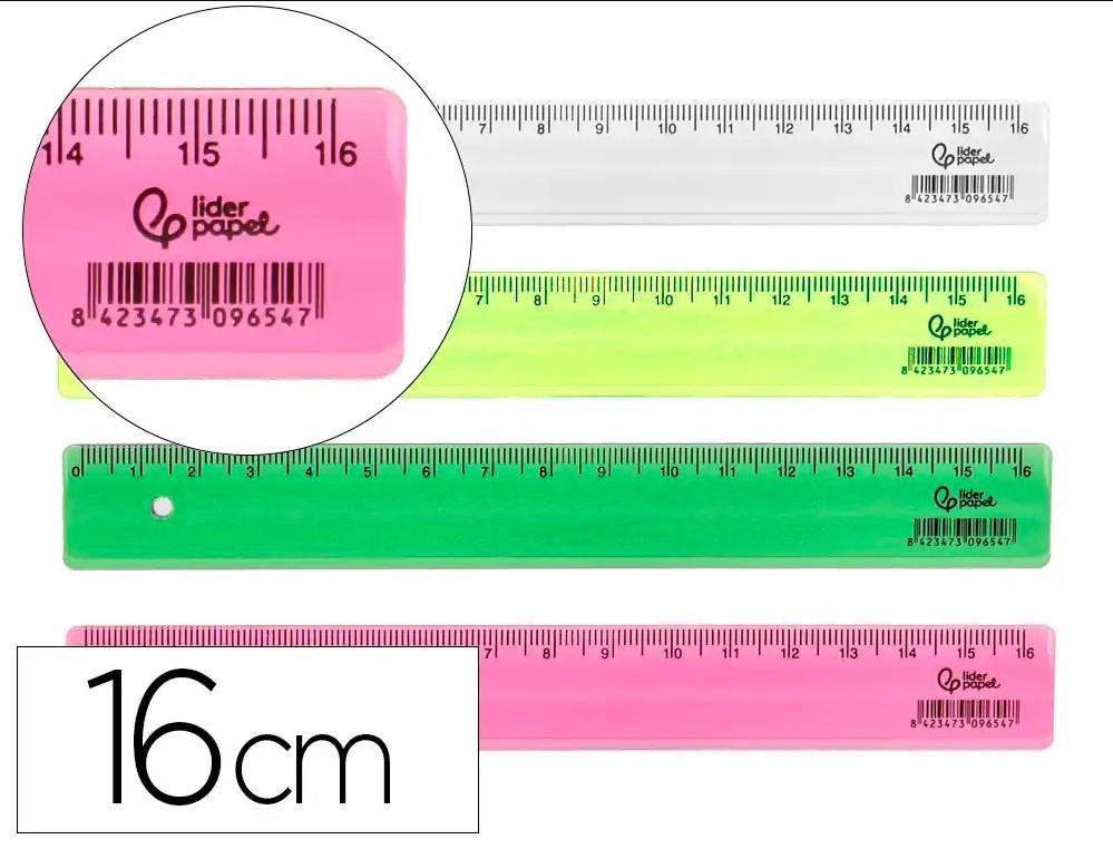 REGLA LIDERPAPEL PLASTICO 16 CM CUBILETE CON 100 UNIDADES COLORES SURTIDOS