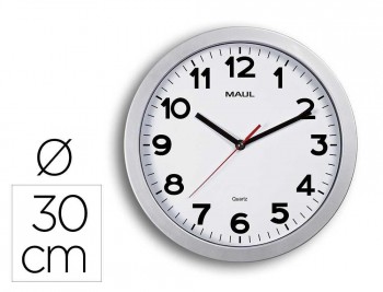 RELOJ MAUL STEP DE PARED REDONDO ELECTRICO COLOR PLATA