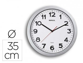 RELOJ MAUL STEP DE PARED REDONDO ELECTRICO COLOR PLATA