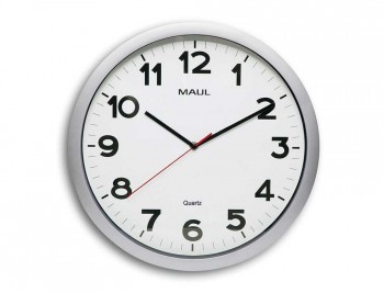 RELOJ MAUL STEP DE PARED REDONDO ELECTRICO COLOR PLATA