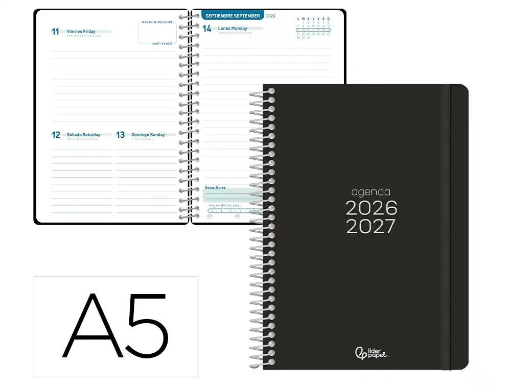 "AGENDA ESCOLAR LIDERPAPEL 26-27 ESPIRAL BASIC ""DIA"" VARIOS COLORES"