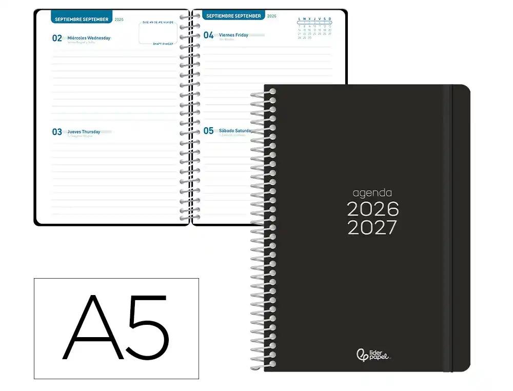 "AGENDA ESCOLAR LIDERPAPEL 26-27 ESPIRAL BASIC ""2 DIAS"" VARIOS COLORES"