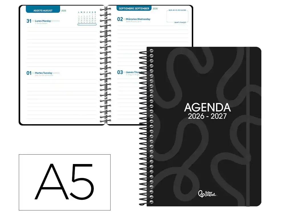 "AGENDA ESCOLAR LIDERPAPEL 26-27 ESPIRAL CLASSIC ""2 DIAS"" VARIOS COLORES"