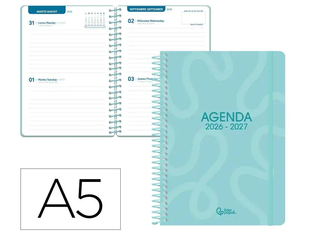 "AGENDA ESCOLAR LIDERPAPEL 26-27 ESPIRAL CLASSIC ""2 DIAS"" VARIOS COLORES"