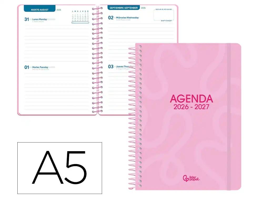 "AGENDA ESCOLAR LIDERPAPEL 26-27 ESPIRAL CLASSIC ""2 DIAS"" VARIOS COLORES"