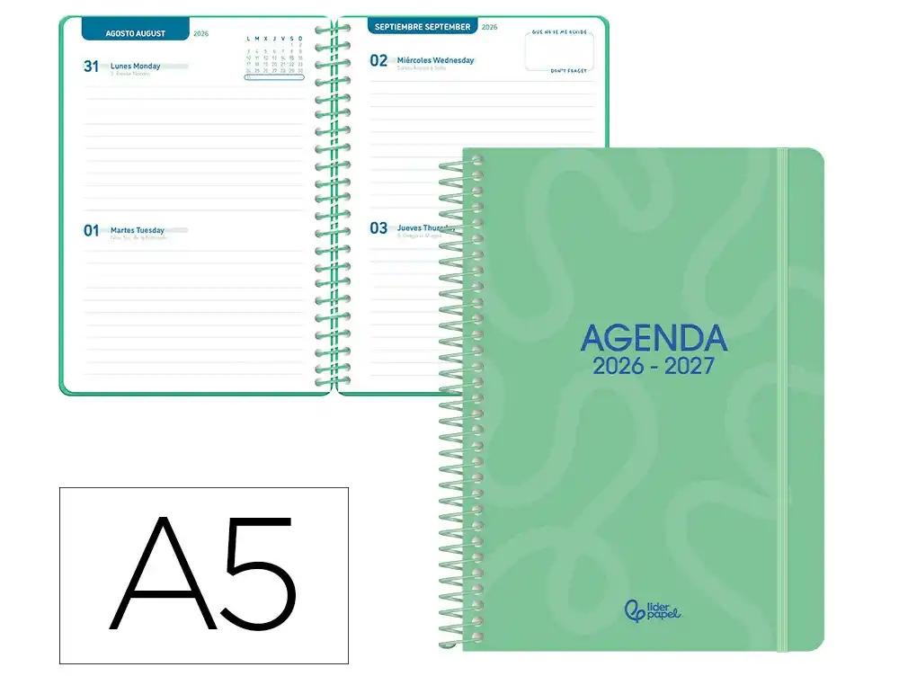 "AGENDA ESCOLAR LIDERPAPEL 26-27 ESPIRAL CLASSIC ""2 DIAS"" VARIOS COLORES"