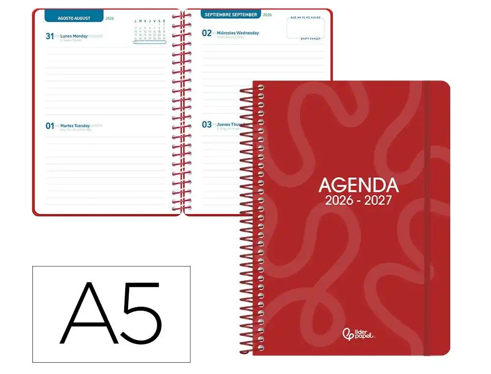 "AGENDA ESCOLAR LIDERPAPEL 26-27 ESPIRAL CLASSIC ""2 DIAS"" VARIOS COLORES"