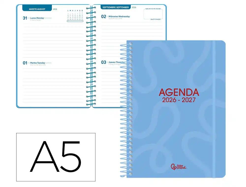 "AGENDA ESCOLAR LIDERPAPEL 26-27 ESPIRAL CLASSIC ""2 DIAS"" VARIOS COLORES"