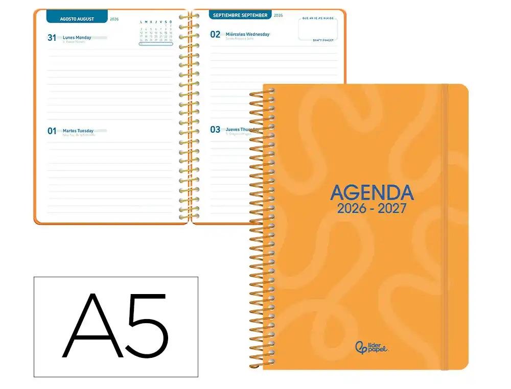 "AGENDA ESCOLAR LIDERPAPEL 26-27 ESPIRAL CLASSIC ""2 DIAS"" VARIOS COLORES"