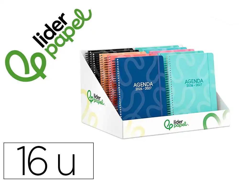 AGENDA ESCOLAR LIDERPAPEL 26-27 ESPIRAL CLASSIC DISEÑOS SURTIDOS BILINGÜE 70G PAPEL FSC EXPOSITOR 16