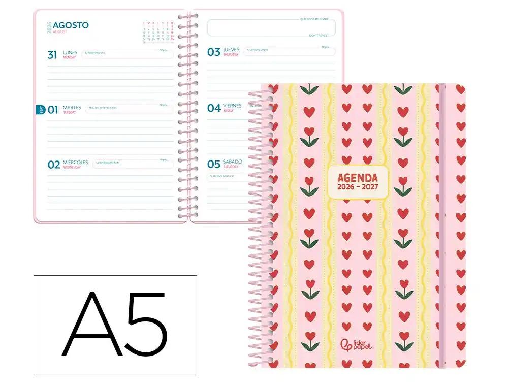 "AGENDA ESCOLAR LIDERPAPEL 26-27 ESPIRAL COTTAGE ""SEMANA"" VARIOS COLORES"