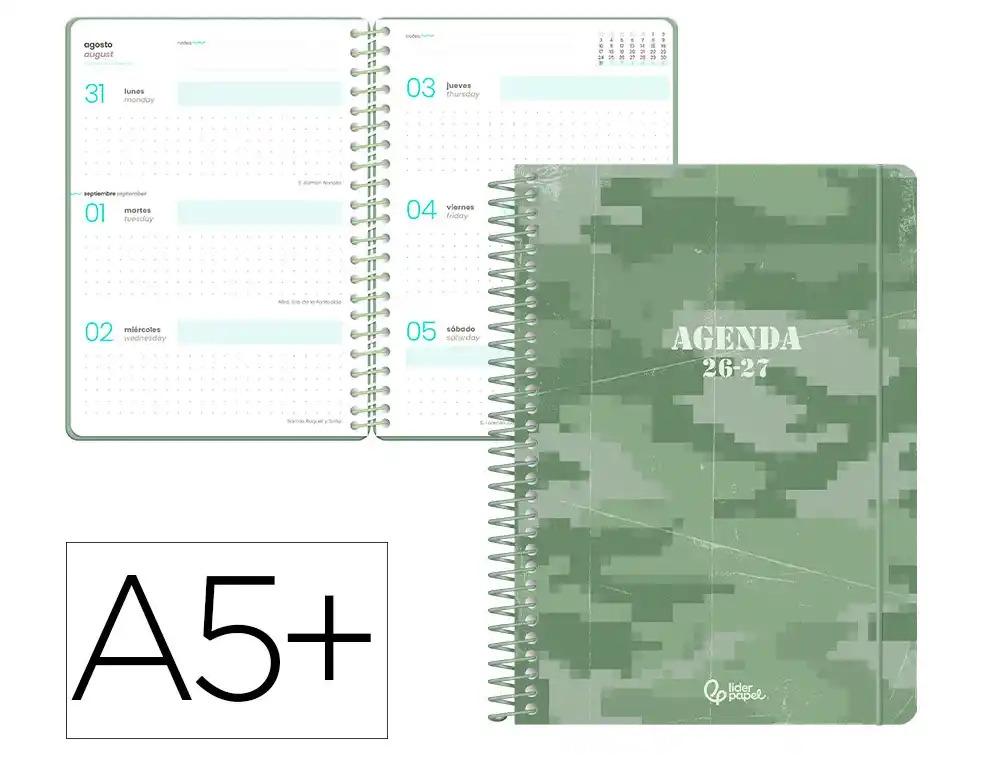 "AGENDA ESCOLAR LIDERPAPEL 26-27 ESPIRAL MILITARY ""SEMANA"" VARIOS COLORES"
