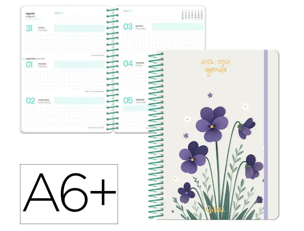 "AGENDA ESCOLAR LIDERPAPEL 26-27 ESPIRAL FLOWERS ""SEMANA"" VARIOS COLORES"