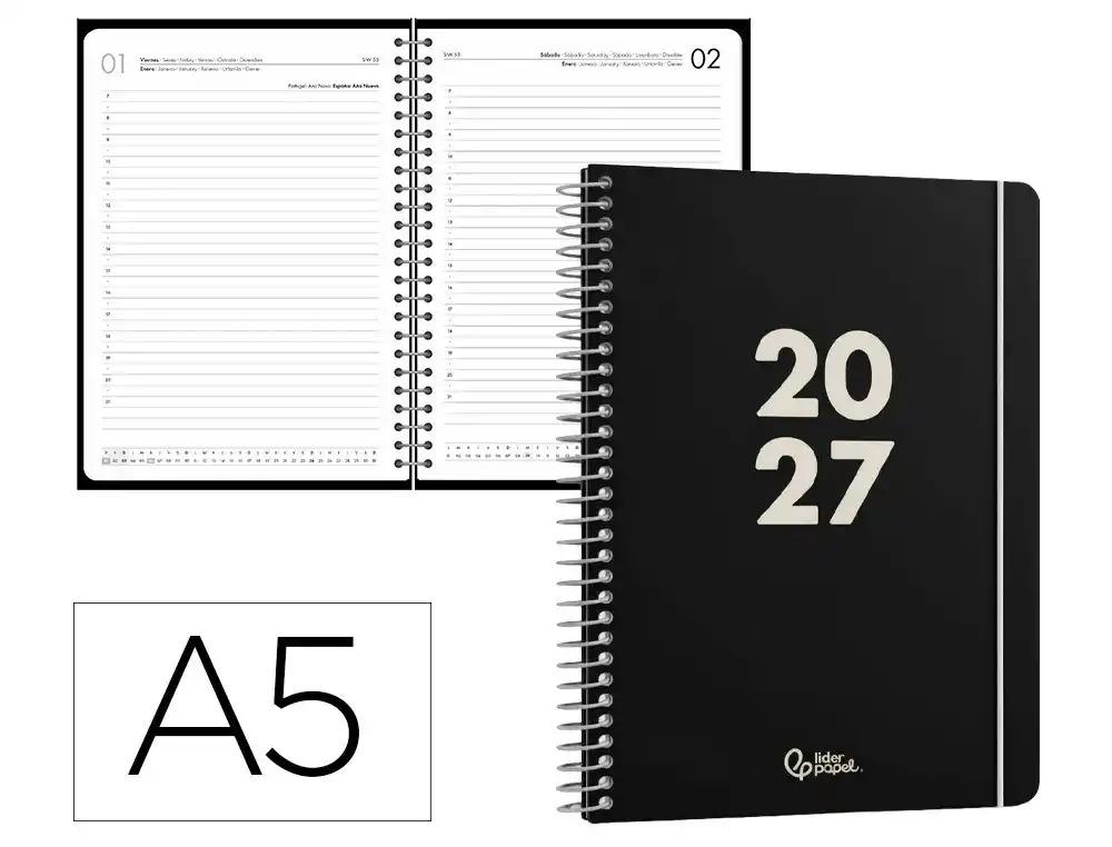 "AGENDA ESCOLAR LIDERPAPEL 2027 ESPIRAL BASIC ""DIA"" VARIOS COLORES"