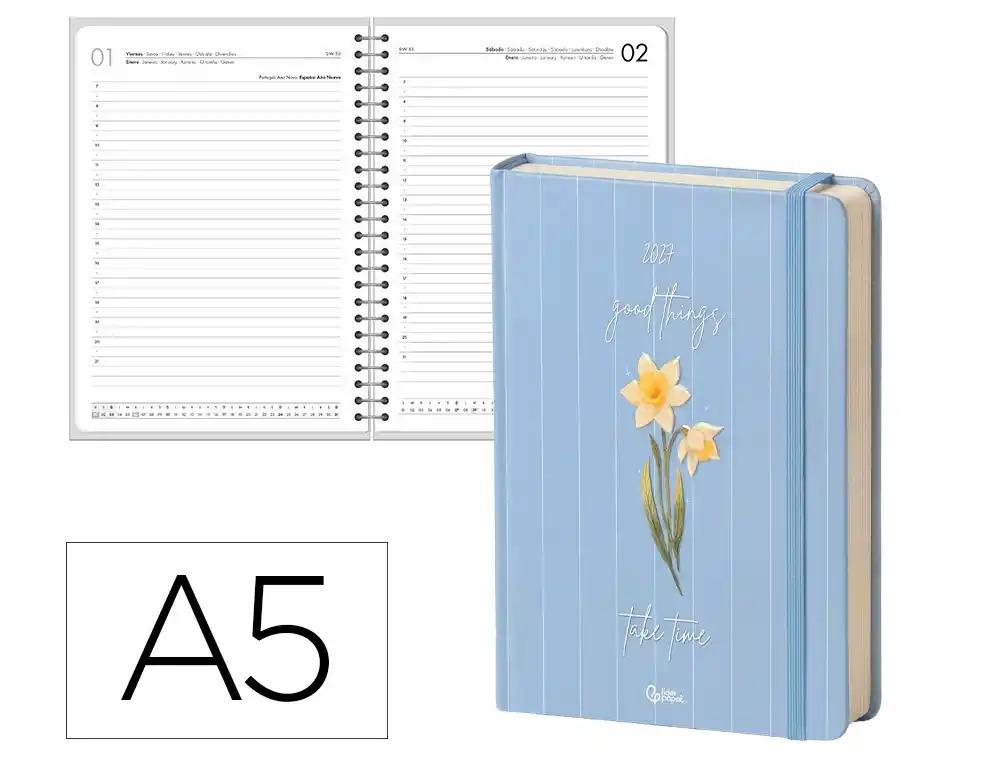 "AGENDA ESCOLAR LIDERPAPEL 2027 ENCUADERNADA FLOWERS ""SEMANA"" VARIOS COLORES"
