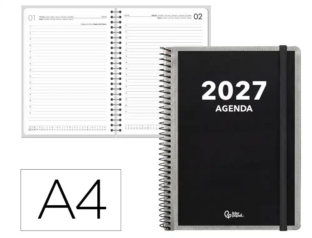 AGENDA OFICINA LIDERPAPEL 2027 ESPIRAL PERSONALIZABLE DIA PAGINA A4 BILINGUE 70G PAPEL FSC PERSONALI