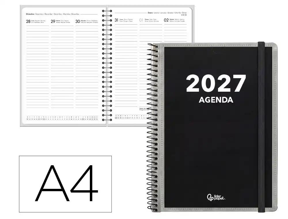 AGENDA OFICINA LIDERPAPEL 2027 ESPIRAL PERSONALIZABLE SEMANA VISTA A4 BILINGUE 70G PAPEL FSC PERSONA